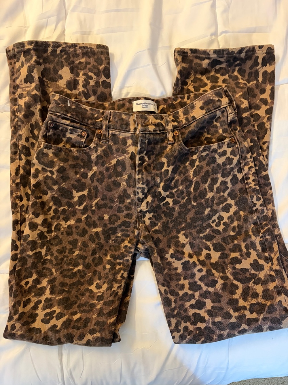 Abercrombie & Fitch Leopard Print Straight Leg Jeans - Brown & Black